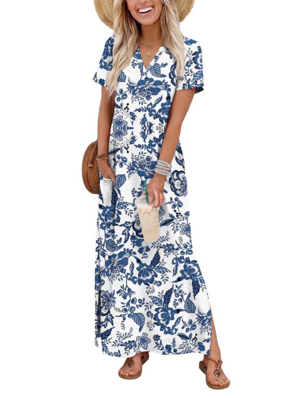 Summer Dresses for Women 2026 Maxi Dress Short Sleeve Sundresses with Pockets